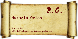 Makszim Orion névjegykártya